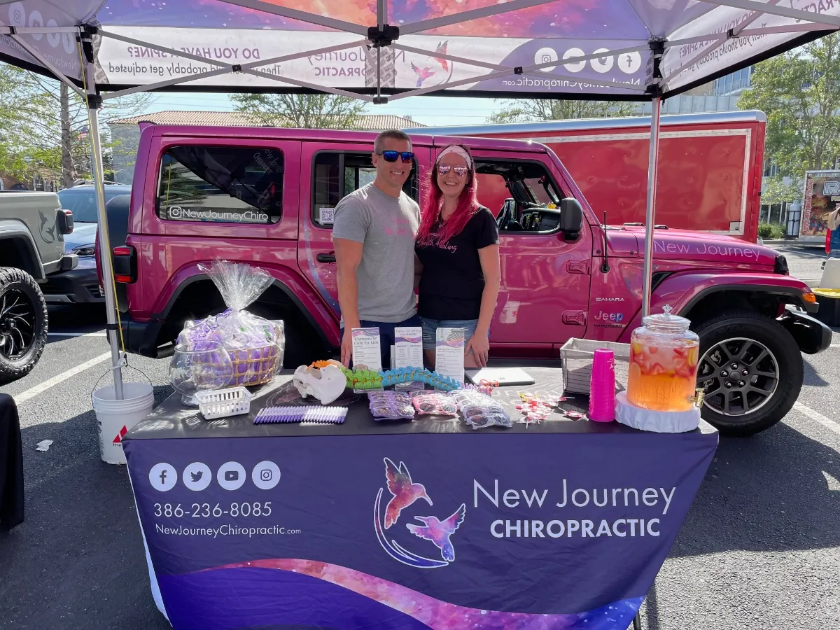 new journey chiropractic farmers market booth